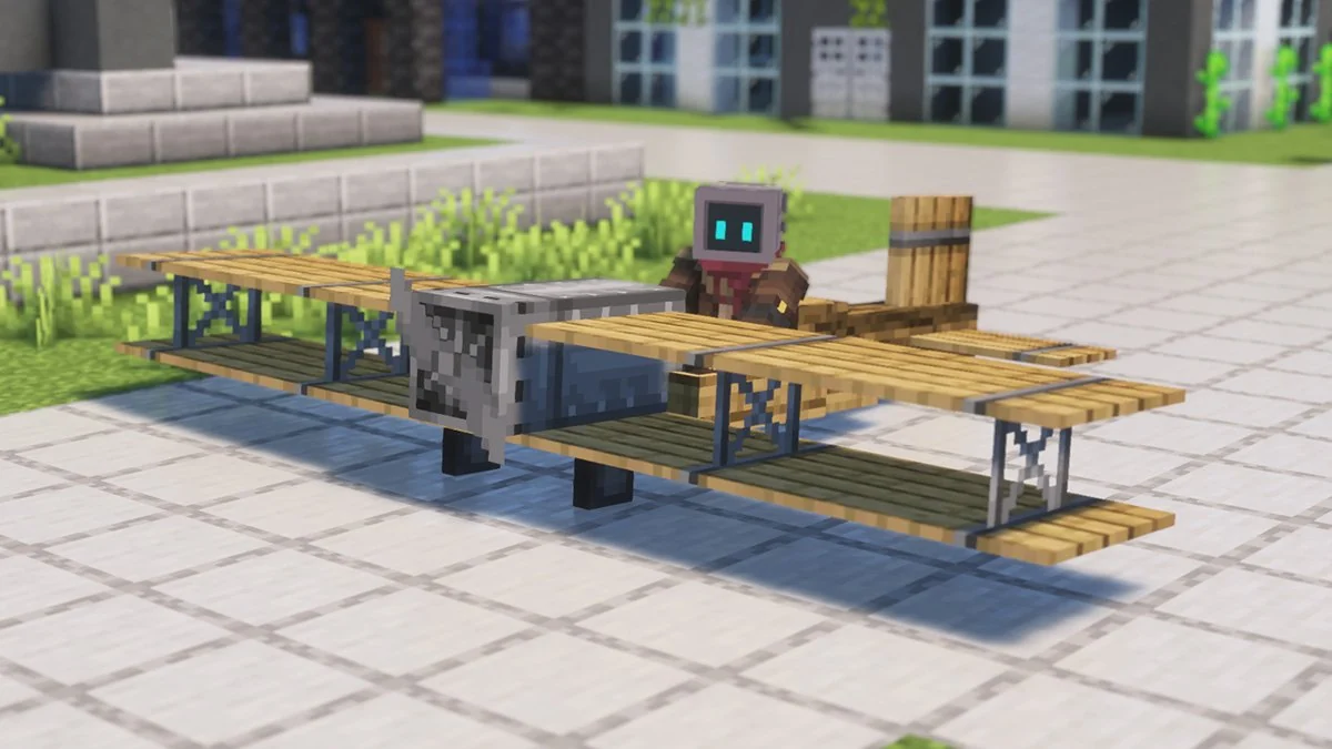 Clear Immersive Aircraft biplane view in Minecraft